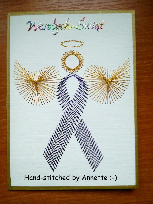 Pink Ribbon Angel - stitchingcards.com #fantagiro7 #HaftMatematyczny #ObrazkiZSzyciaWzięte