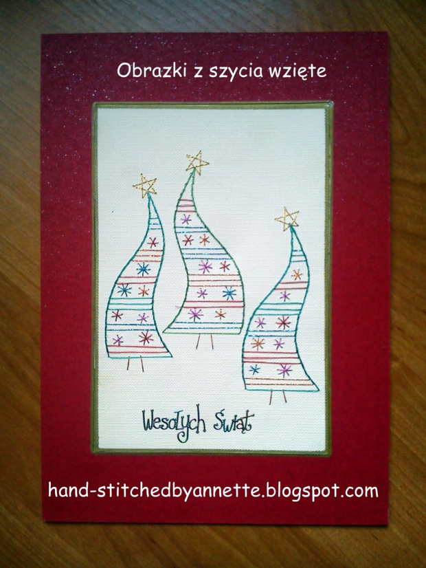 Three Trees - stitchingcards.com #fantagiro7 #HaftMatematyczny #ObrazkiZSzyciaWzięte
