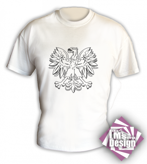 t-shirt, kibica koszulka, orzeł, nadruk, LMS Design #KoszulkaZOrłem #KoszulkaKibica #BiałaKoszulka