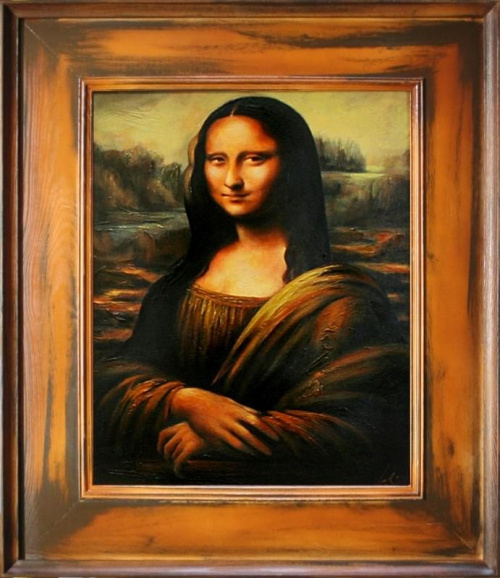 Leonardo da Vinci - Mona Lisa - Große Meister-76x66cm Ölgemälde Handgemalt Leinwand Rahmen-Sygniert.cena 119,99 euro. wysylka 0 euro. malowany recznie