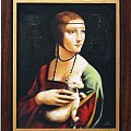 Leonardo da Vinci - Dame mit Hermelin-Große Meister-32x27cm Ölgemälde Handgemalt Leinwand Rahmen-Sygniert.cena 32,99 euro. wysylka 0 euro. malowany recznie