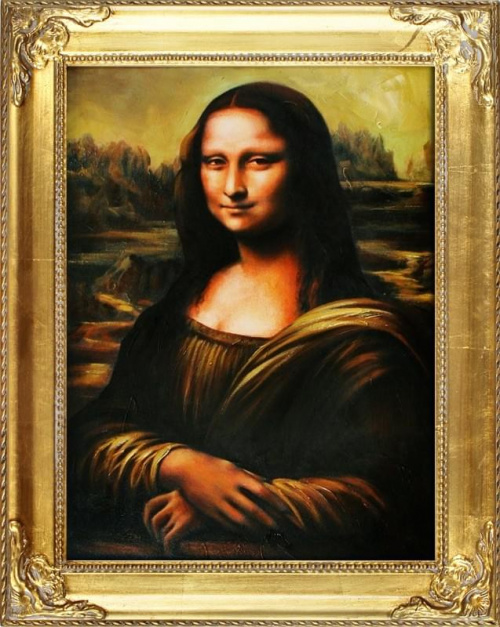 Leonardo da Vinci - Mona Lisa - Große Meister-47x37cm Ölgemälde Handgemalt Leinwand Rahmen-Sygniert.cena 59,99 euro. wysylka 0 euro. malowany recznie