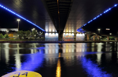 Pod mostem :) #graffiti #most #mostem #noc #Odra #oświetlenie #pod #rzeka #Szczecin #światła #trasa #Zamkowa